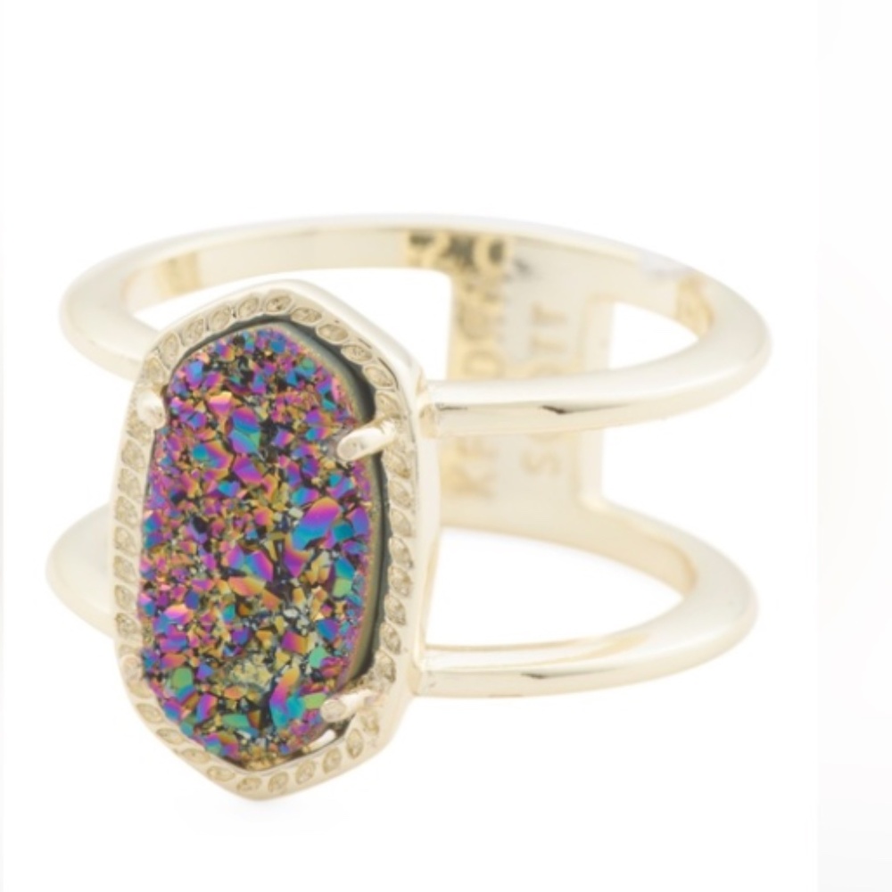 Kendra Scott 14k Gold-Plated Elyse Multi Color Druzy Ring 🎉LAST PIECE 🎉 NWOT